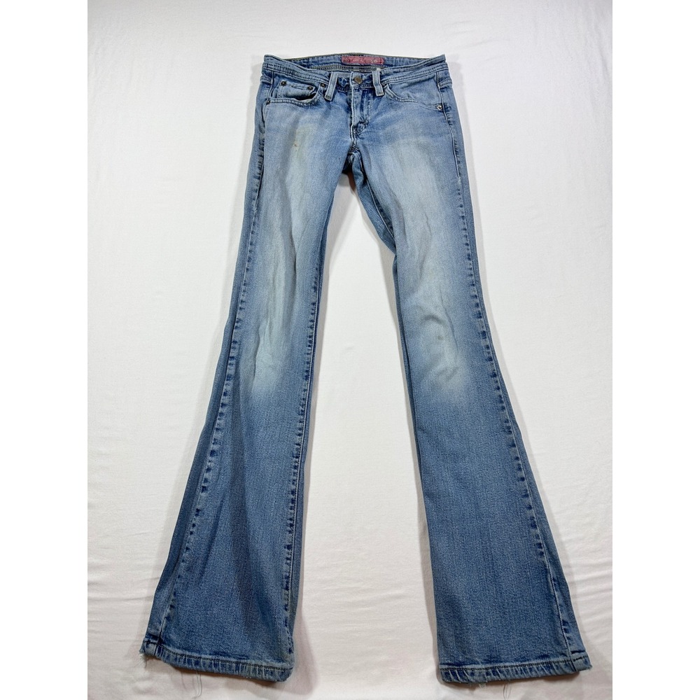 Levis 518 Superlow Bootcut Jeans Light Wash Low Rise Denim 0L JR Distressed